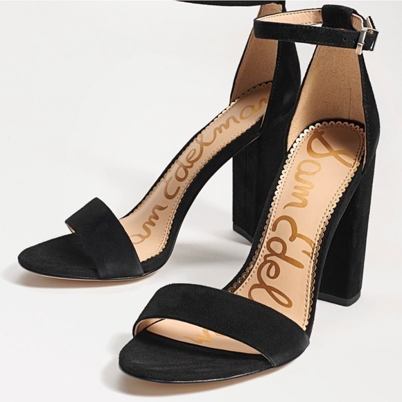 Sam Edelman Yaro black suede ankle strap Block Heels sandals women’s Sz 9 1/2 - Picture 6 of 13